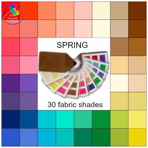Seasonal Color Palette Card with 30 Colors for Light Spring